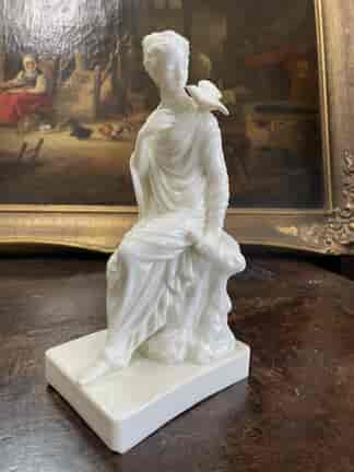 Royal Worcester figure of a seated lady, bird on shoulder, 19th C