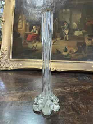 Elegant tall hand-blown glass specimen vase, organic twisted form, 20th c.