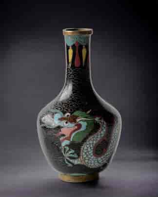 Chinese Black Cloisonné vase with blue-scale dragon, c. 1900