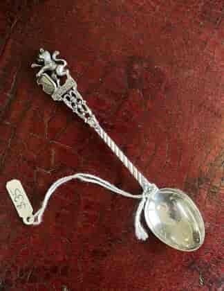 Swiss silver souvenir spoon, ZURICH with lion, c. 1900
