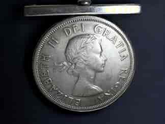 Canadian silver dollar brooch, 1958