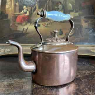 Victorian Copper Kettle with opaque glass handle, c.1850