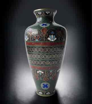 Japanese Cloisonné vase, fine colourful patterns, c. 1890