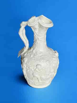 Large Copeland Parian Bacchanalian trifoil lip jug, c. 1855