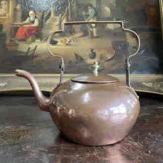 Victorian Copper Kettle, elegant handle, c. 1870