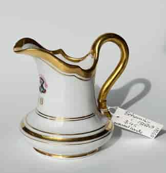 Bohemian porcelain milk jug, Knight crest & ‘AB’, c. 1880