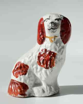 Small Staffordshire spaniel, red spotted, c. 1870
