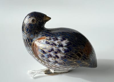 Chinese Cloisonné Quail, gilt copper details, c. 1900 Chinese Cloisonné Quail, gilt copper details, c. 1900