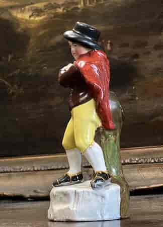 Early Staffordshire figure of 'Winter', Ice-skater after Meissen, c. 1800