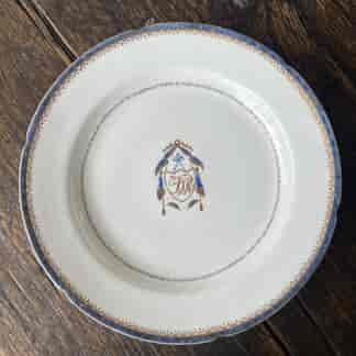 Small Chinese export plate, 'DR' monogram, c. 1790
