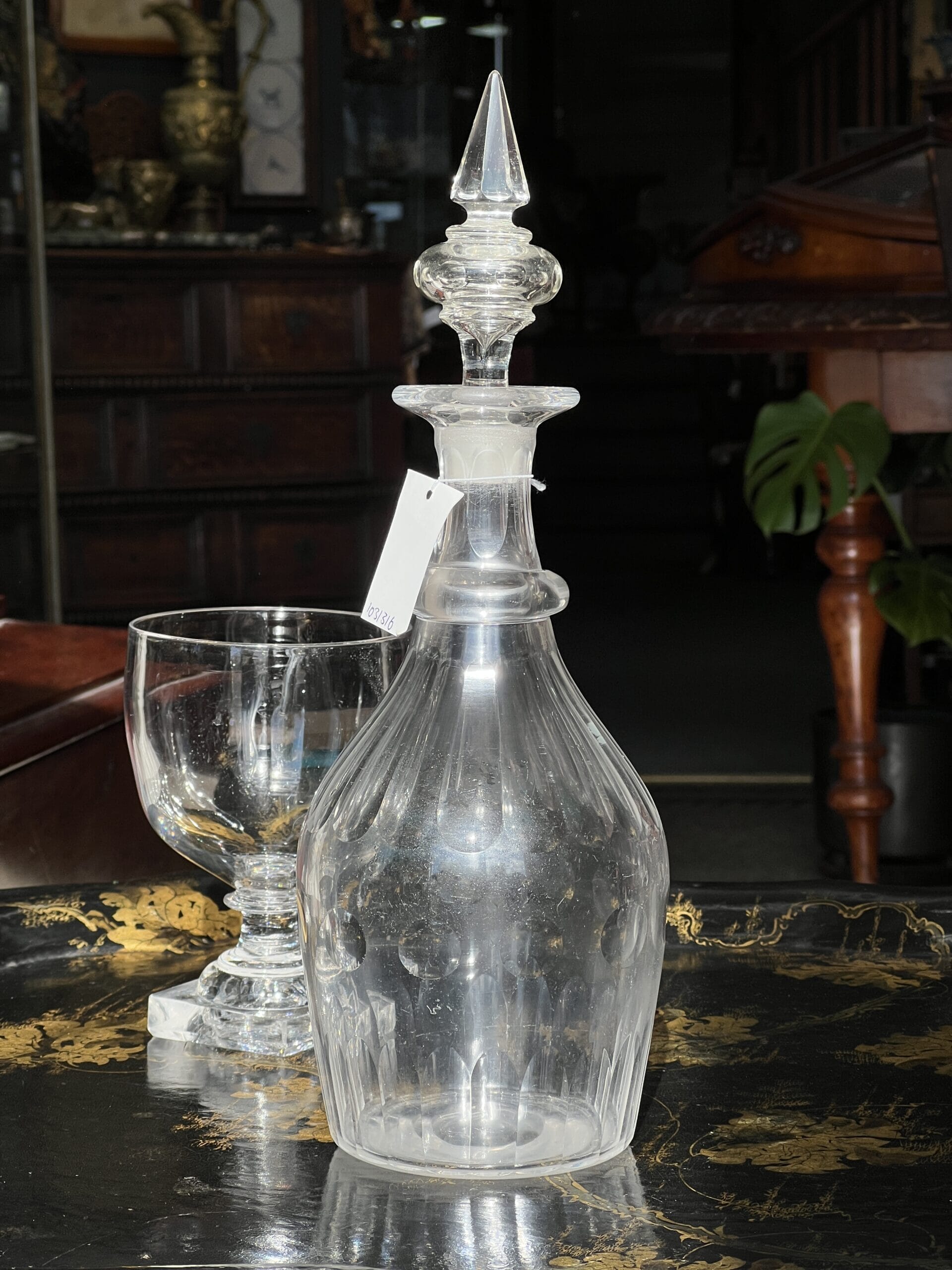 Vintage top Bohemian Decanter Set - small chip on stopper