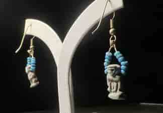 Pair of Egyptian Amulet earrings, wearable!  700-300 BC