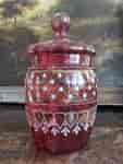 Victorian ruby glass biscuit jar, circa 1890