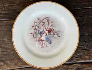 Wedgwood Queensware plate, cherub by Lessore, C.1865