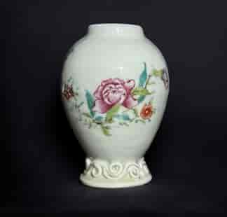Chinese export globular tea caddy, European Flowers, C.1760