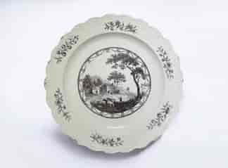 Wedgwood creamware plate, G. Green printed scene, C. 1795