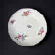 Sèvres lotus-moulded dish, compotier rond, flower sprays, dated 1764
