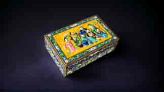 Chinese enamel on silver & copper box, 8 immortals,  c.1900