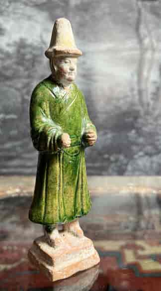 Ming Dynasty figure of a man, green glaze, 17th century
