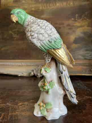 Porcelain Parrot on a tree trunk, French earlier 20th c.