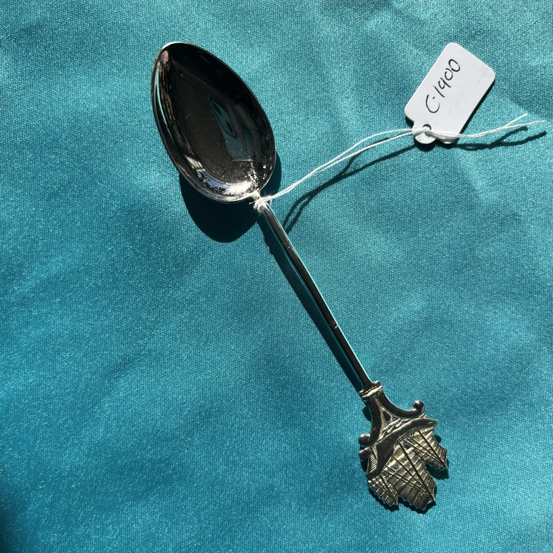 Chinese Silver Spoon With Boat On Handle C 1900 Moorabool Antique chinese-silver-spoon-with-boat-on-handle-c-1900-moorabool-antique