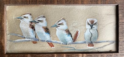 Australiana Kookaburras & snake watercolour