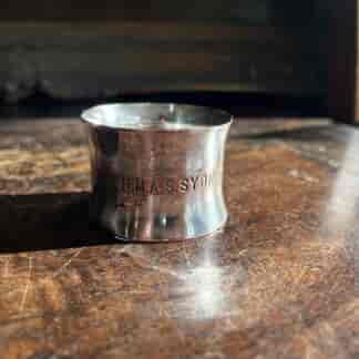 Silver plate Napkin ring, 'H.M.A.S SYDNEY', copper with incised name, c. 1920