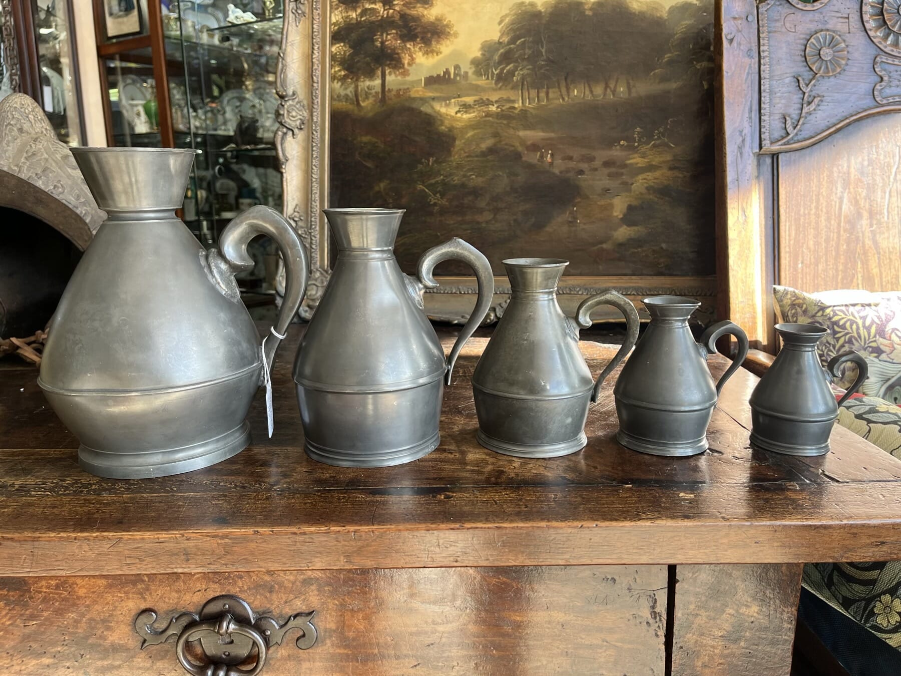 5 'Irish' pewter measures, haystack form, 1930's Birmingham