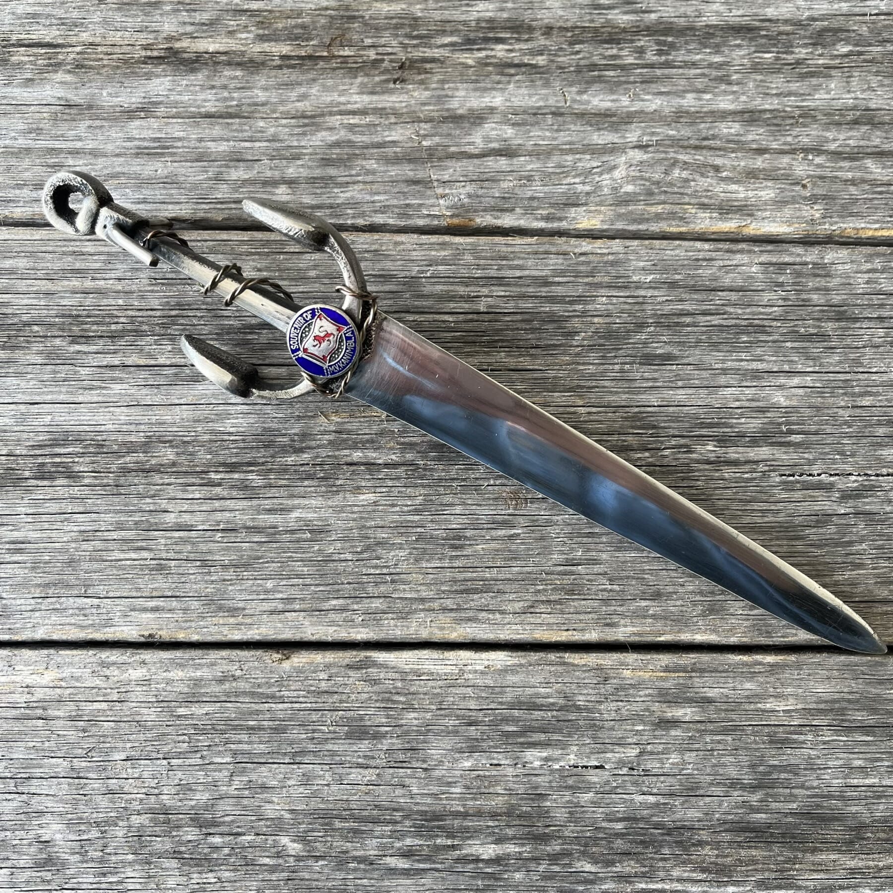 Australiana ship souvenir anchor letter opener, "SOUVENIR OF M.V.KANIMBLA", mid-20th century