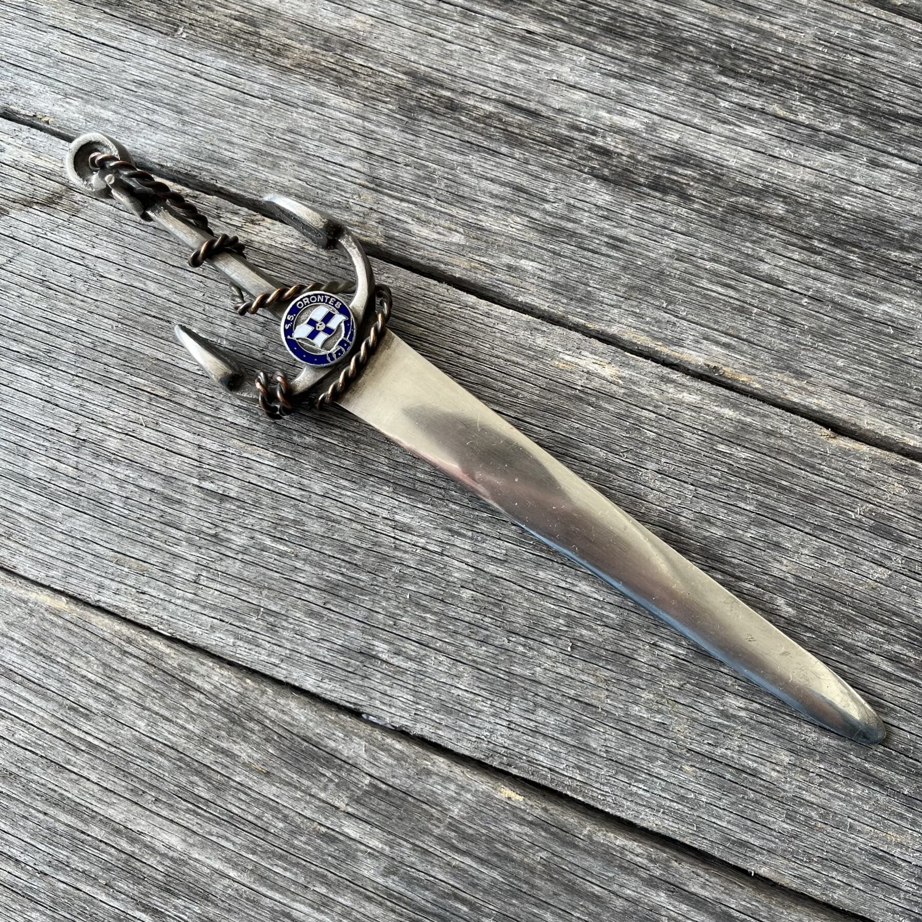 Australiana ship souvenir anchor paperknife, "S.S. ORONTES", mid-20th century