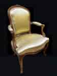 Petite French Fauteuil, gold silk, Louis XV period c.1760