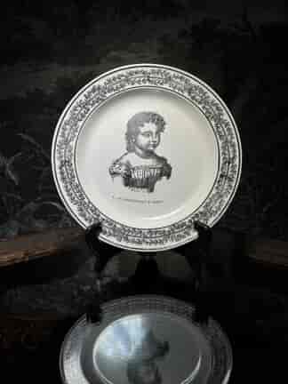 French creamware plate, Mademoiselle D'Artois print, c. 1825