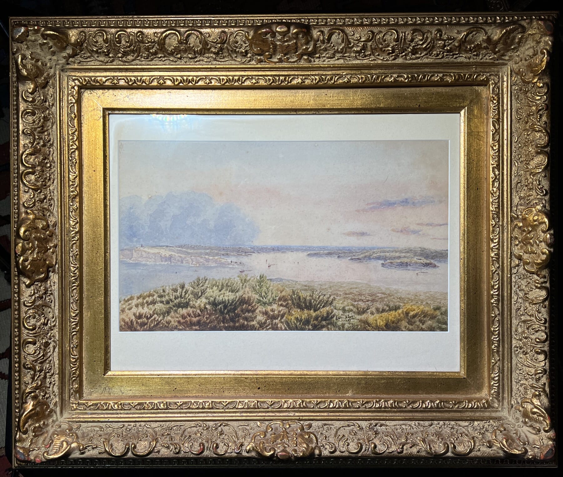 STOCKS painting of Sydney from Quarantine Head, signed & dated 1885