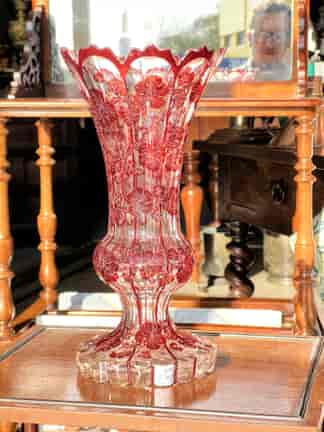Large Bohemian ruby vase, circa 1870