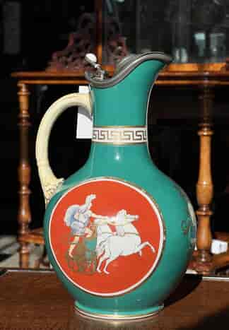 Samuel Alcock  jug with brightly coloured classical scenes, C 1870