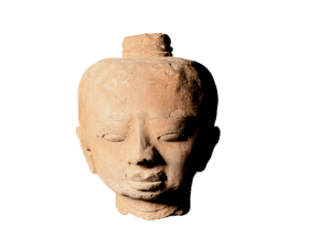 Large Majapahit pottery head, 14th-15th century Java