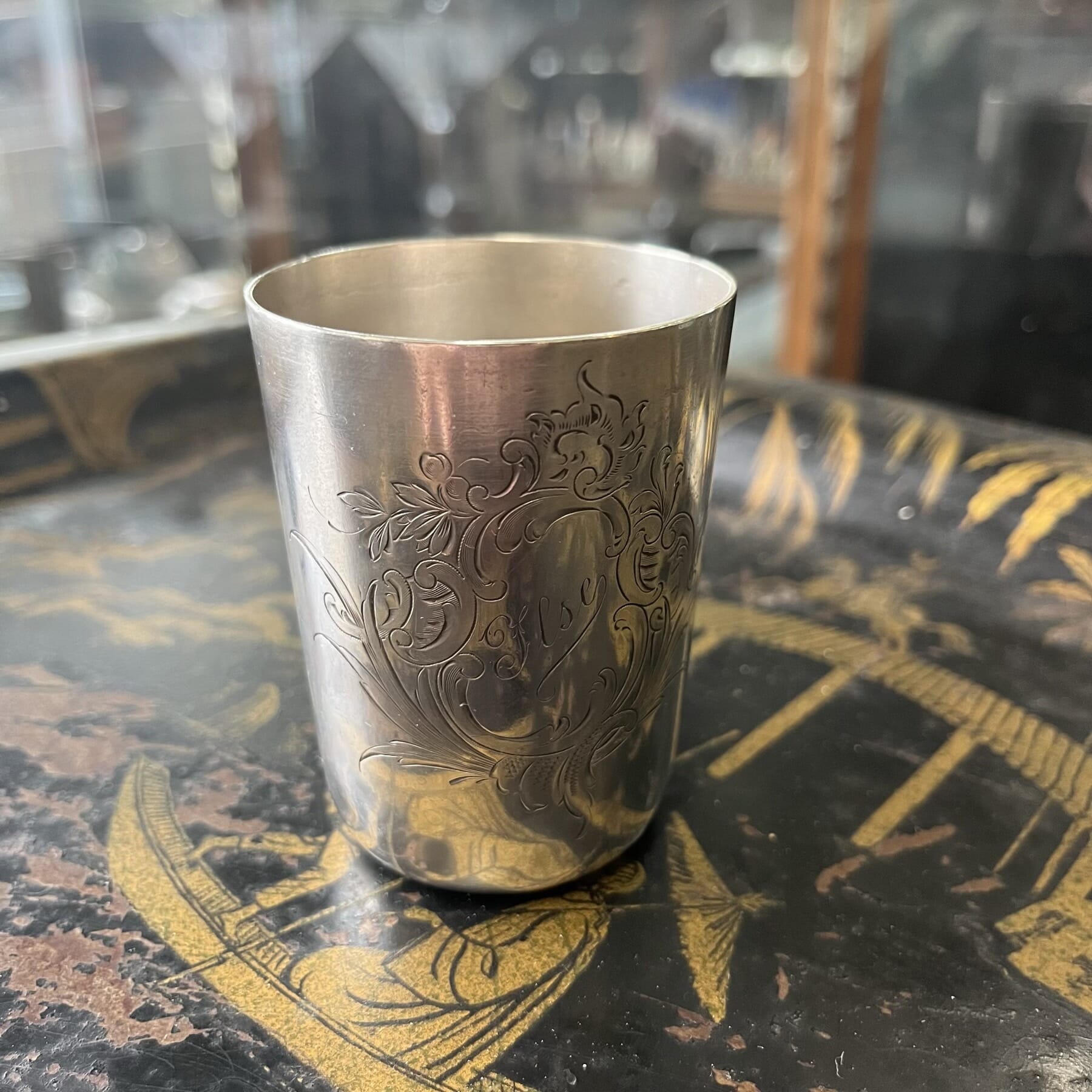 Small silver continental .800 beaker, 19th C