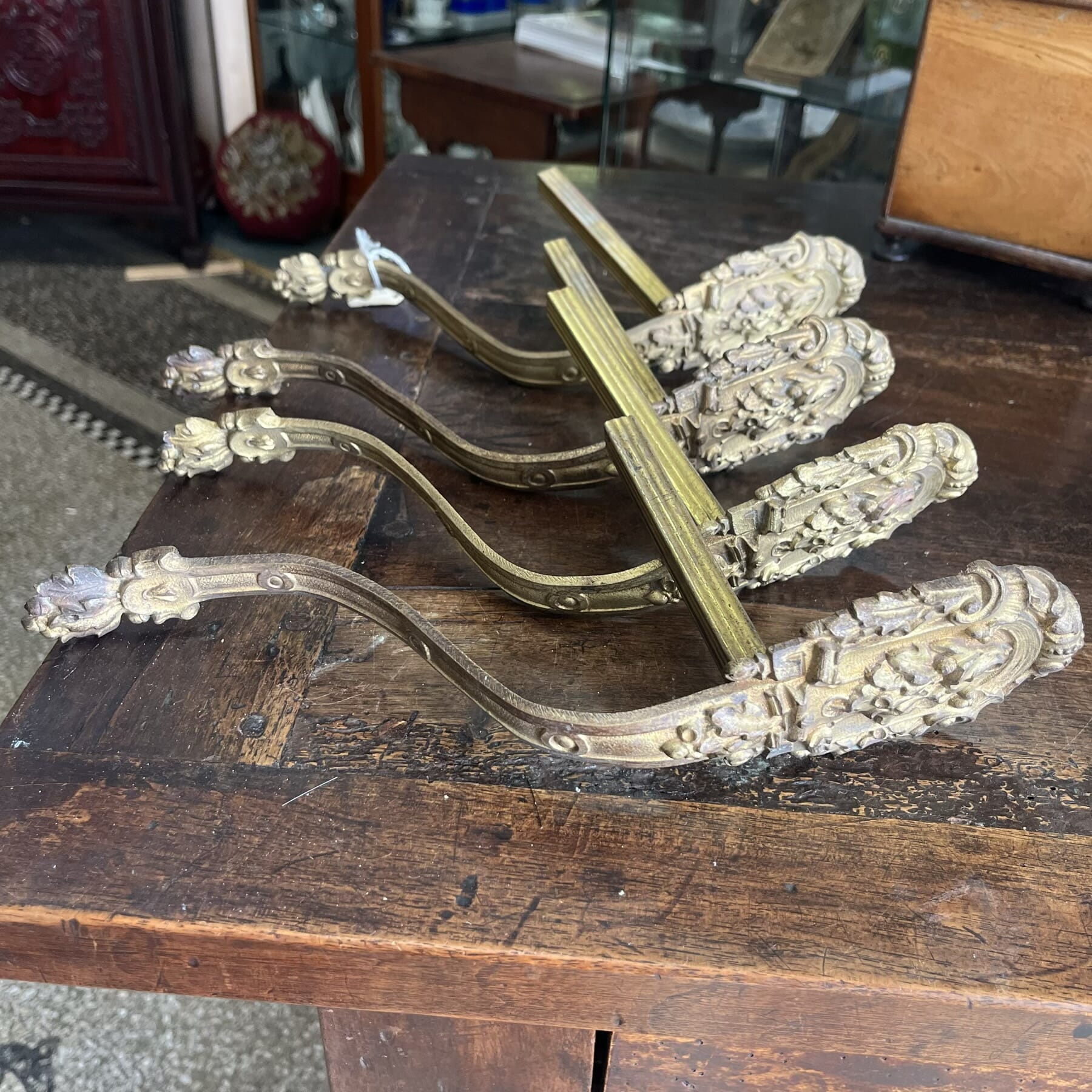 4 x French ormolu pelmet supports, 19thc.