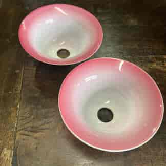 Pair of late Victorian pink milk glass light shades C.1900
