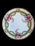 Copeland plate, richly painted with rose sprays & raised gilt work, earlier 20th century