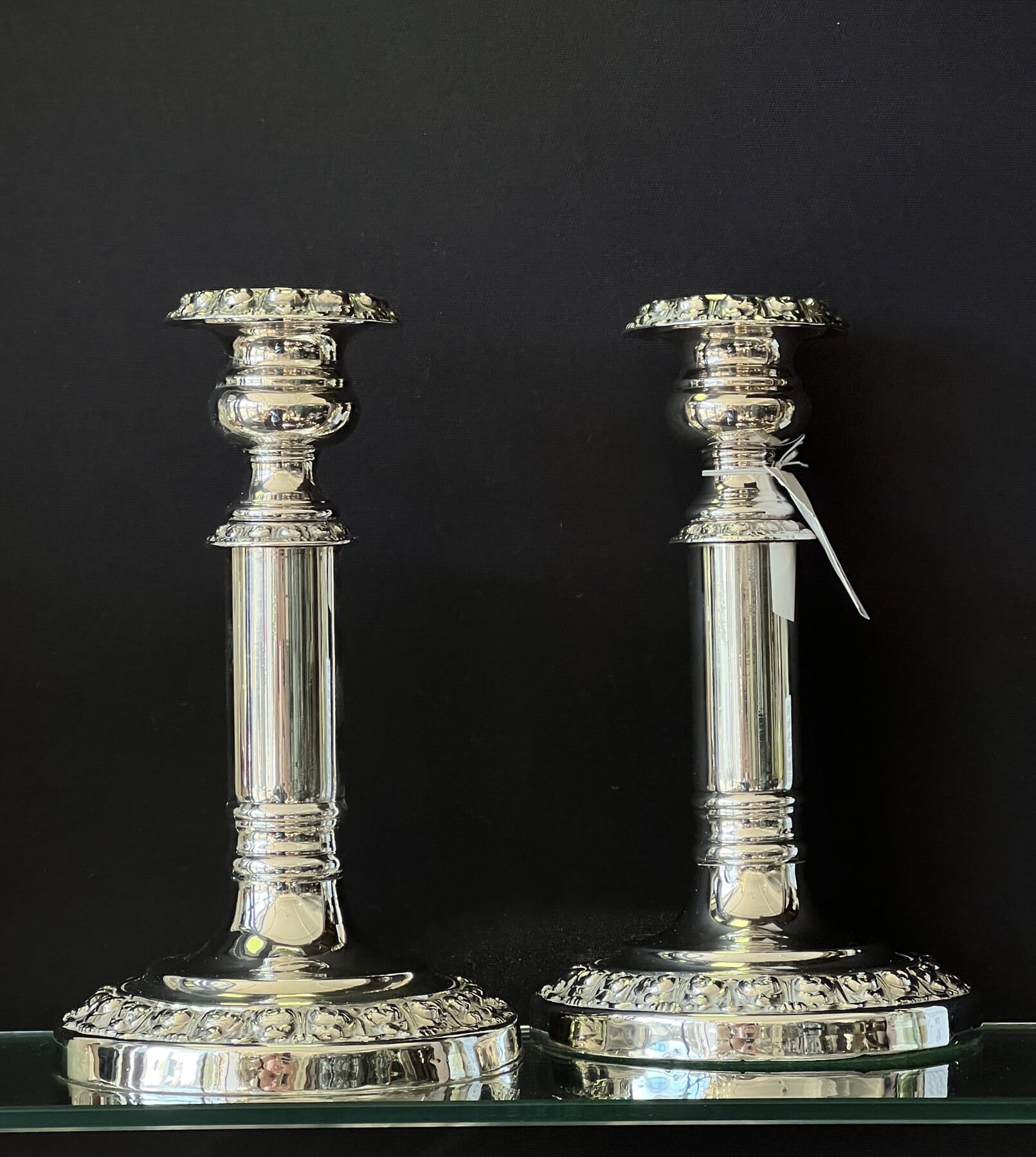 Pair of Silverplate telescopic candlesticks, c. 1900