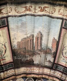 Grand Tour fan, Rome, Pompeii, Rococo carved scenic sticks, c. 1785