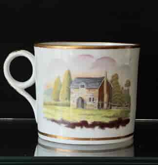 Newhall coffee can, bat-printed pattern 984, country scenes, c. 1810