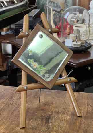 Victorian mirror on easel, painted with flowers, c. 1890