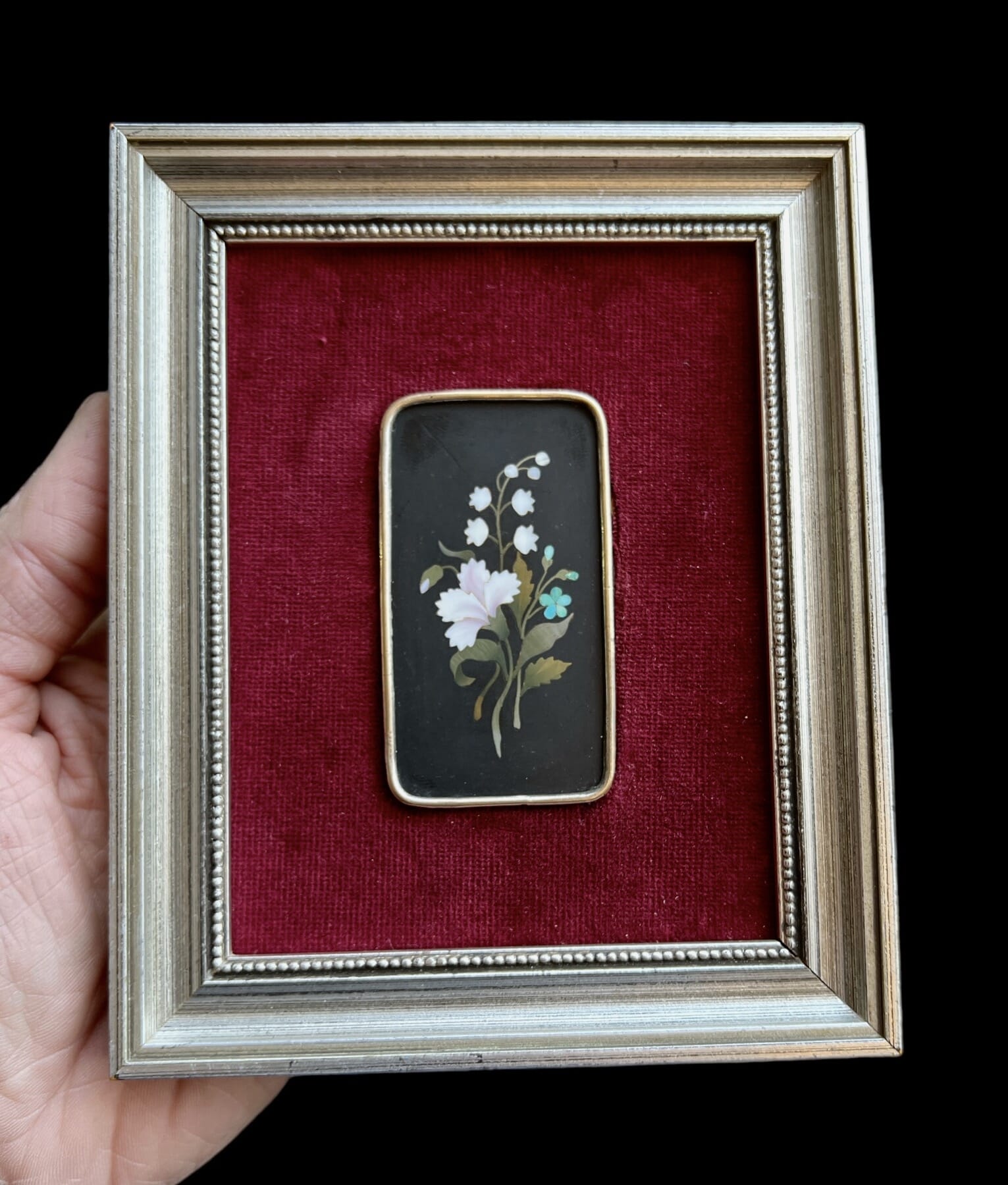 Victorian Pietra Dura Plaque, flower group, Florence, c. 1870