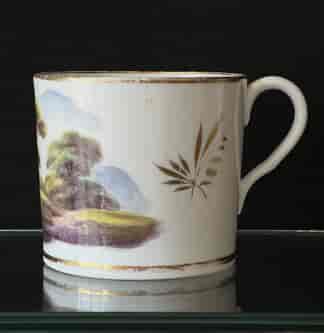 Fine English Porcelain coffee can, landscape painted, attr. Davenport, 1810