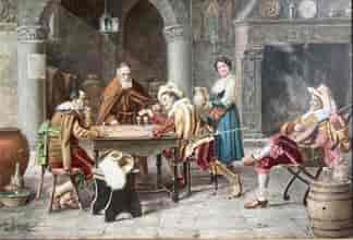 Raffaele Moretti - The Card Game circa 1880 Watercolour