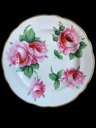 Coalport plate with large hand-painted roses, for Goode & Co, c. 1880