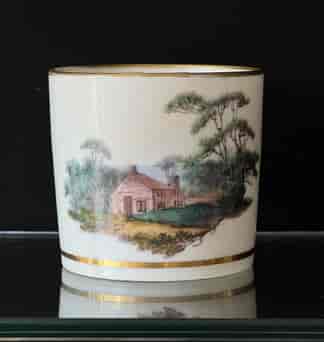 Pinxton coffee can, landscape probably by Cutts, c. 1810