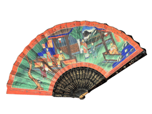 Chinese Export Lacquer & Painted Fan c. 1850